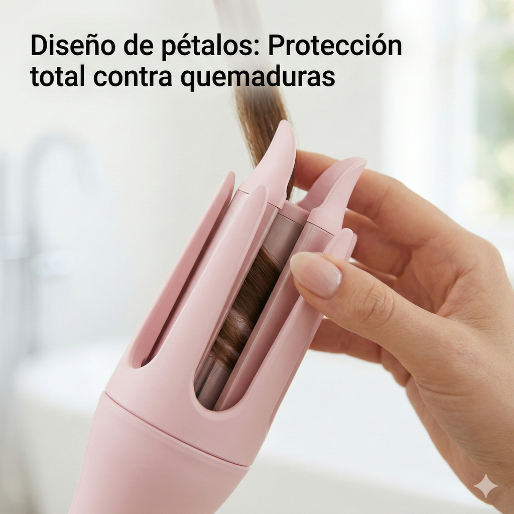 Rizador de pelo automático giratorio con rotación eléctrica que no daña el cabello. Rizador de pelo portátil para un peinado cómodo y seguro.
